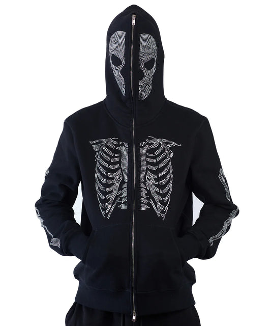 Skeleton Rhinestone Full Zip